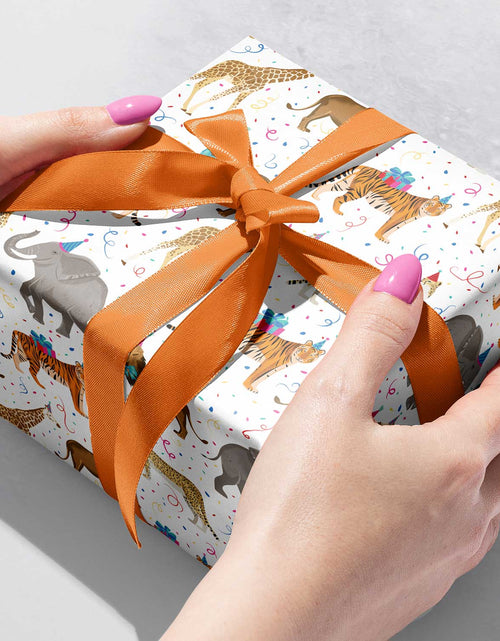 Load image into Gallery viewer, Zoo Animals Birthday Gift Wrap by Present Paper
