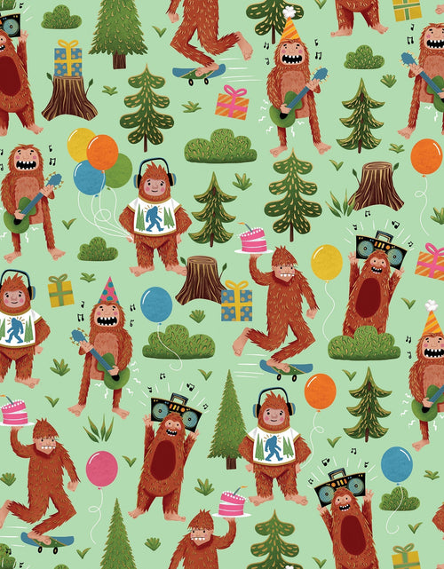 Load image into Gallery viewer, Bigfoot Party Birthday Gift Wrap by Present Paper
