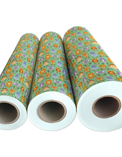 Load image into Gallery viewer, Jungle Animals Baby Gift Wrap by Present Paper
