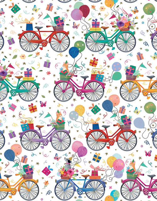 Load image into Gallery viewer, Birthday Bicycles Gift Wrap by Present Paper

