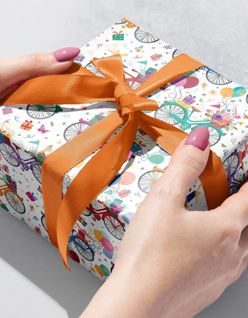 Load image into Gallery viewer, Birthday Bicycles Gift Wrap by Present Paper

