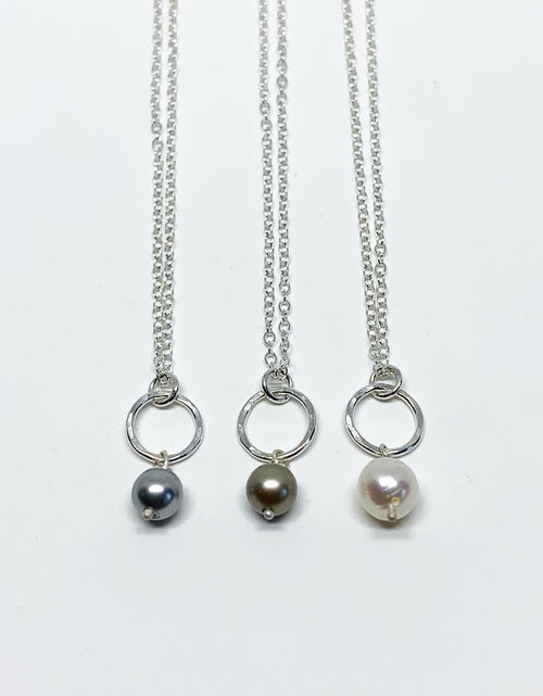 Load image into Gallery viewer, Pearl Drop Charm Necklace by Jennifer Cervelli Jewelry
