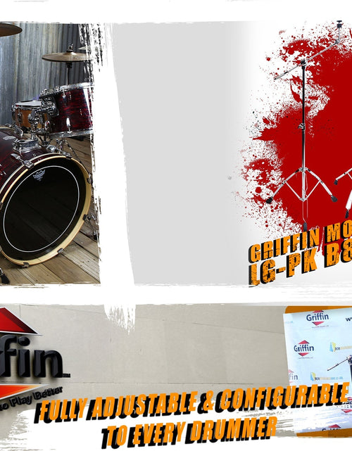 Load image into Gallery viewer, Cymbal Boom Stand &amp; Straight Cymbal Stand Combo (Pack of 2) by GRIFFIN - Percussion Drum Hardware by GeekStands.com
