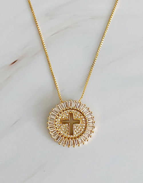 Load image into Gallery viewer, Shine Circle Cross Necklace by Ellisonyoung.com
