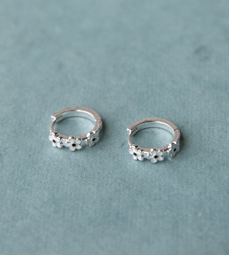 Silver In Bloom Huggie Hoop