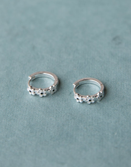 Load image into Gallery viewer, Silver In Bloom Huggie Hoop
