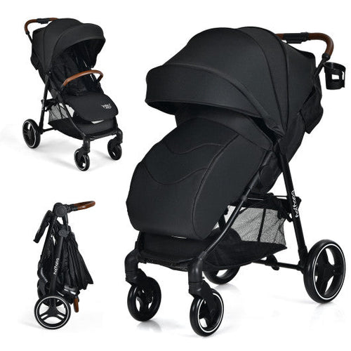 Load image into Gallery viewer, 5-Point Harness Lightweight Infant Stroller with Foot Cover and Adjustable Backrest-Black
