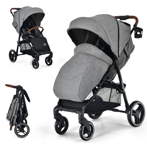 Load image into Gallery viewer, 5-Point Harness Lightweight Infant Stroller with Foot Cover and Adjustable Backrest-Gray
