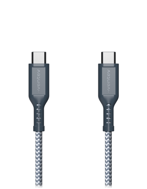 Load image into Gallery viewer, Ventev High Speed USB C to USB C Braided Cable with 2x the Copper for Faster Charging 6ft Gray by Ventev
