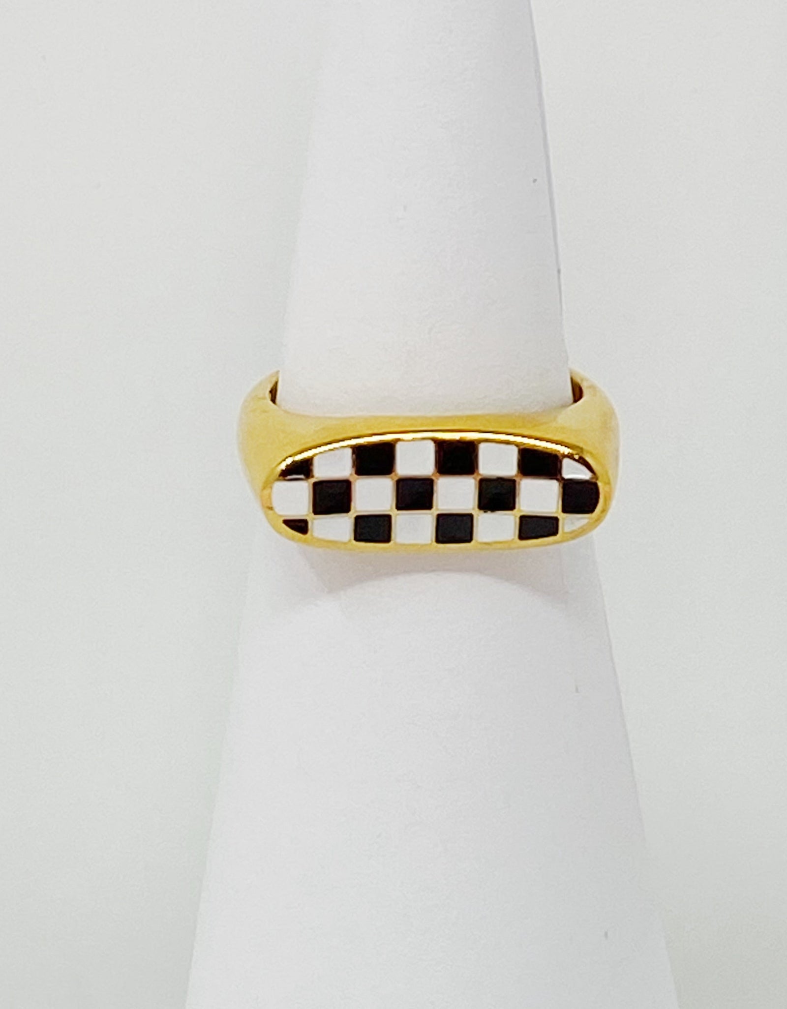 Checkered Oblong Ring by Ellisonyoung.com