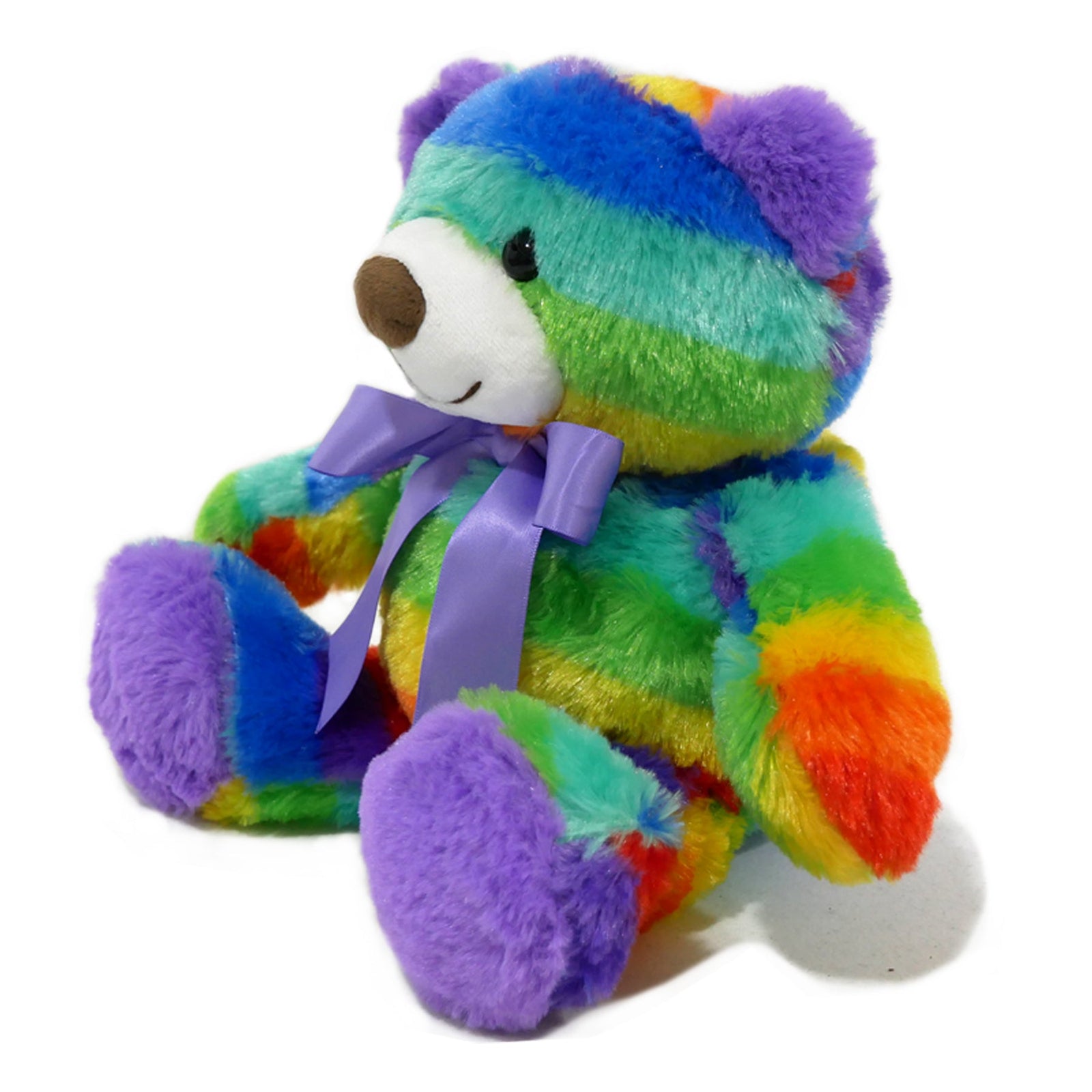 Rainbow Teddy Bear Plush Stuffed Animal Cuddly Soft 12 inch by The Noodley