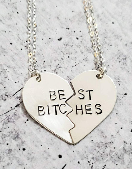Load image into Gallery viewer, BEST BITCHES Broken Heart Friendship Necklace by Salt and Sparkle
