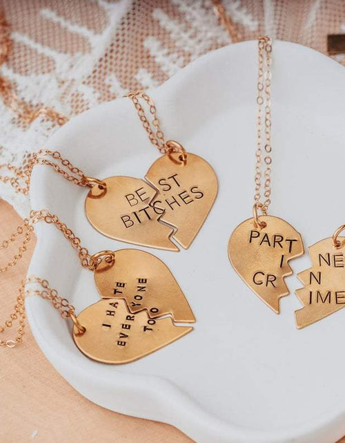 Load image into Gallery viewer, BEST BITCHES Broken Heart Friendship Necklace by Salt and Sparkle
