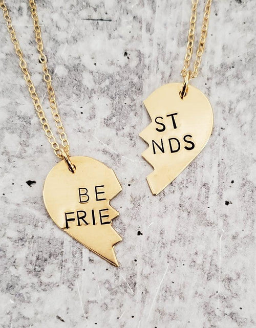 Load image into Gallery viewer, BEST BITCHES Broken Heart Friendship Necklace by Salt and Sparkle

