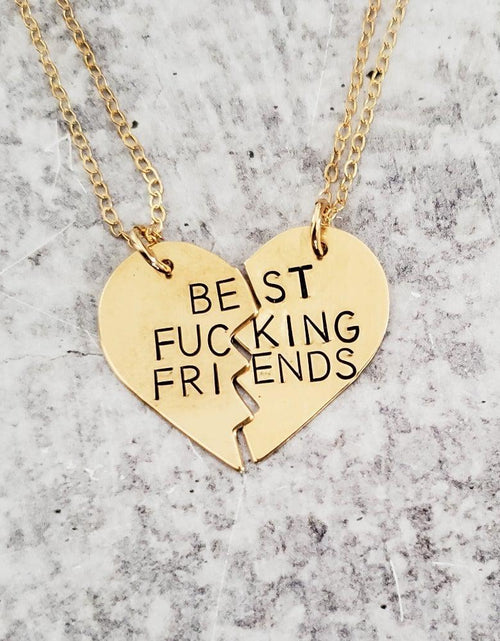 Load image into Gallery viewer, BEST BITCHES Broken Heart Friendship Necklace by Salt and Sparkle
