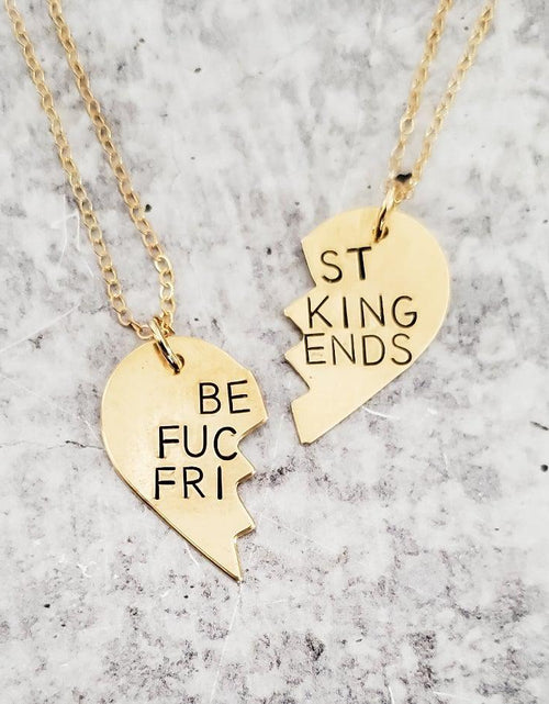 Load image into Gallery viewer, BEST BITCHES Broken Heart Friendship Necklace by Salt and Sparkle

