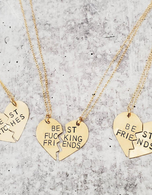 Load image into Gallery viewer, BEST BITCHES Broken Heart Friendship Necklace by Salt and Sparkle
