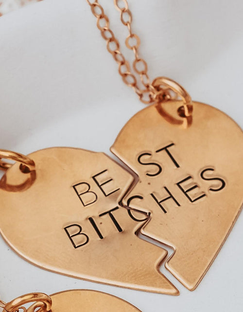 Load image into Gallery viewer, BEST BITCHES Broken Heart Friendship Necklace by Salt and Sparkle
