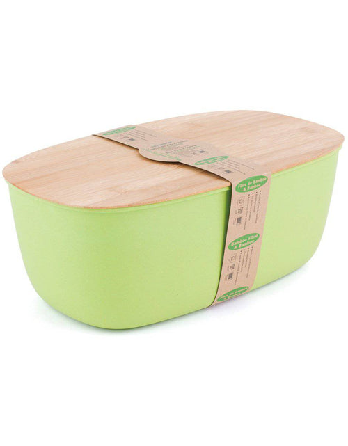 Load image into Gallery viewer, Bamboo fiber Large Bread Bin with Reversible lid -Green Bin by Peterson Housewares &amp; Artwares

