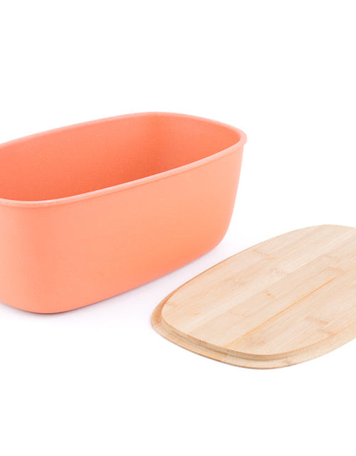 Load image into Gallery viewer, Bamboo fiber Large Bread Bin with Reversible lid -Peach Bin by Peterson Housewares &amp; Artwares
