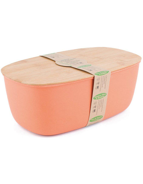 Load image into Gallery viewer, Bamboo fiber Large Bread Bin with Reversible lid -Peach Bin by Peterson Housewares &amp; Artwares

