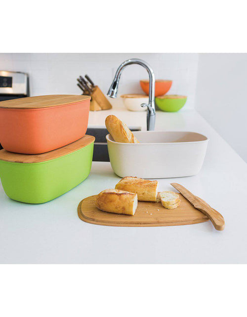 Load image into Gallery viewer, Bamboo fiber Large Bread Bin with Reversible lid -White Bin by Peterson Housewares &amp; Artwares
