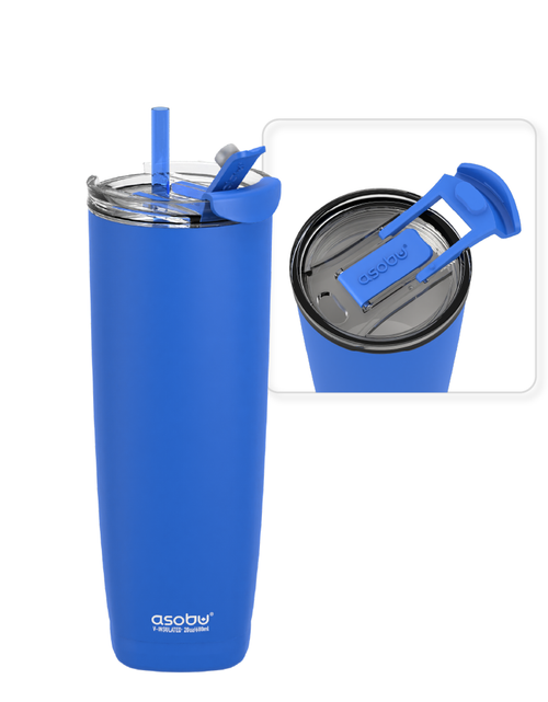 Load image into Gallery viewer, Blue Aqualina Tumbler - Built in Straw by ASOBU®
