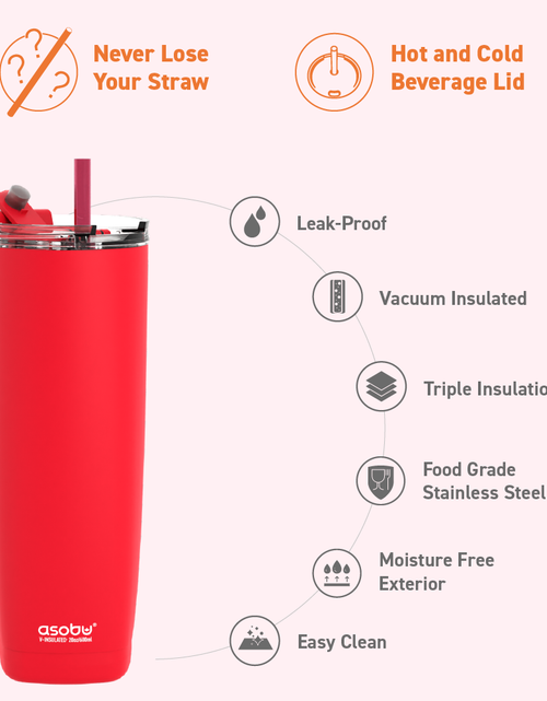 Load image into Gallery viewer, Red Aqualina Tumbler - Built in Straw by ASOBU®
