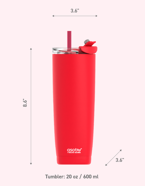 Load image into Gallery viewer, Red Aqualina Tumbler - Built in Straw by ASOBU®

