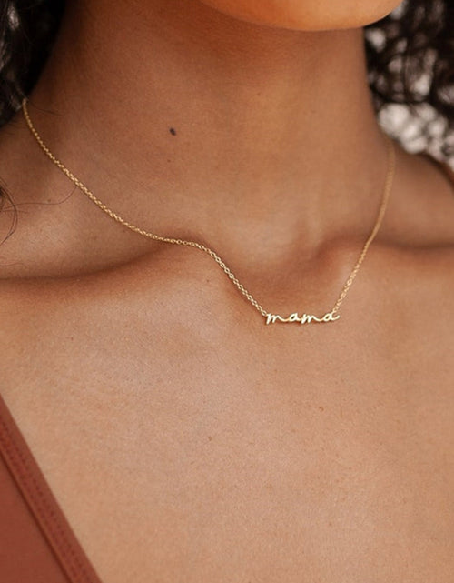 Load image into Gallery viewer, Gold Tiny Mama Script Necklace by Threaded Pear
