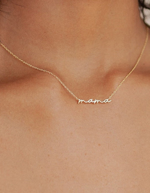 Load image into Gallery viewer, Gold Tiny Mama Script Necklace by Threaded Pear
