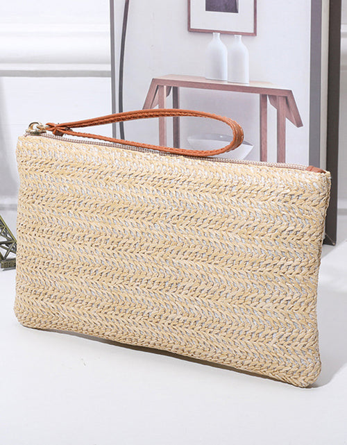 Load image into Gallery viewer, Estrella Straw Woven Wrist Strap Wristlet by Threaded Pear
