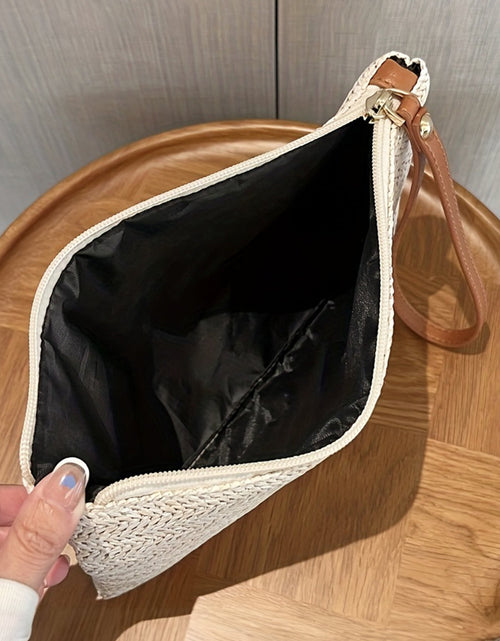 Load image into Gallery viewer, Estrella Straw Woven Wrist Strap Wristlet by Threaded Pear
