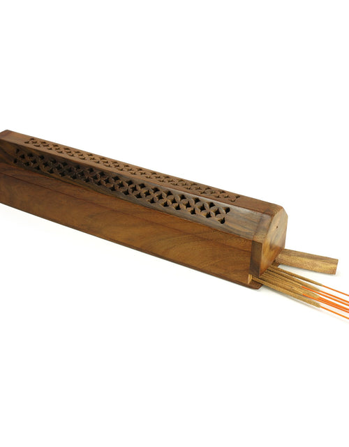 Load image into Gallery viewer, Incense Burner - Storage Wooden Box ~ Cutwork cover by OMSutra
