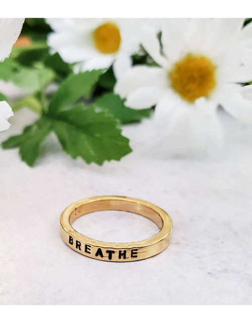 Load image into Gallery viewer, BREATHE Gold Plated Band Ring by Salt and Sparkle
