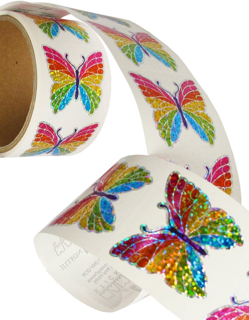 Load image into Gallery viewer, Bulk Roll Prismatic Stickers, Rainbow Butterfly (100 Repeats) by Present Paper
