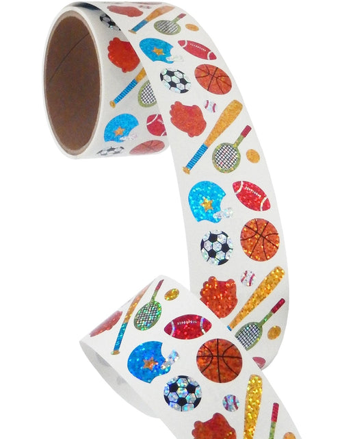 Load image into Gallery viewer, Bulk Roll Prismatic Stickers, Mini Sports (50 Repeats) by Present Paper
