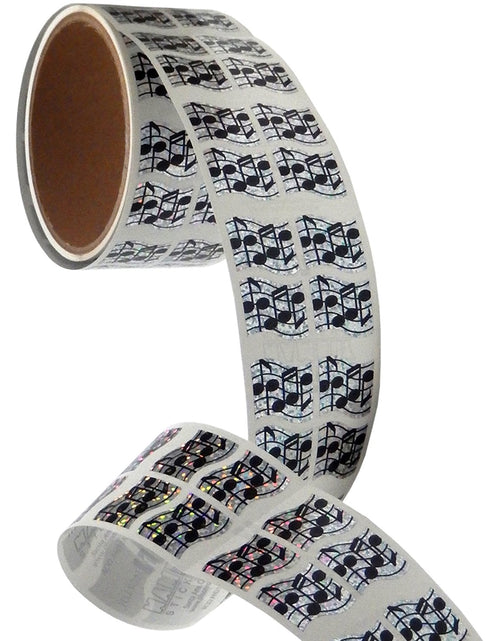 Load image into Gallery viewer, Bulk Roll Prismatic Stickers, Mini Music Staffs (100 Repeats) by Present Paper
