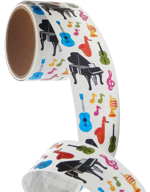 Load image into Gallery viewer, Bulk Roll Prismatic Stickers, Musical Instruments (50 Repeats) by Present Paper
