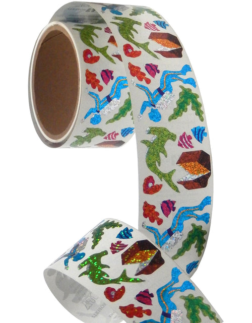 Load image into Gallery viewer, Bulk Roll Prismatic Stickers, Mini Aquatic Treasure Hunt (50 Repeats) by Present Paper
