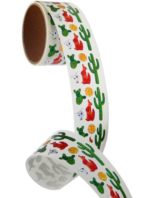 Load image into Gallery viewer, Bulk Roll Prismatic Stickers, Mini Coyote / Cactus (100 Repeats) by Present Paper
