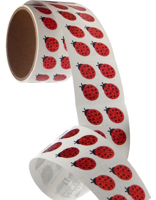 Load image into Gallery viewer, Bulk Roll Prismatic Stickers, Mini Lady Bugs (100 Repeats) by Present Paper
