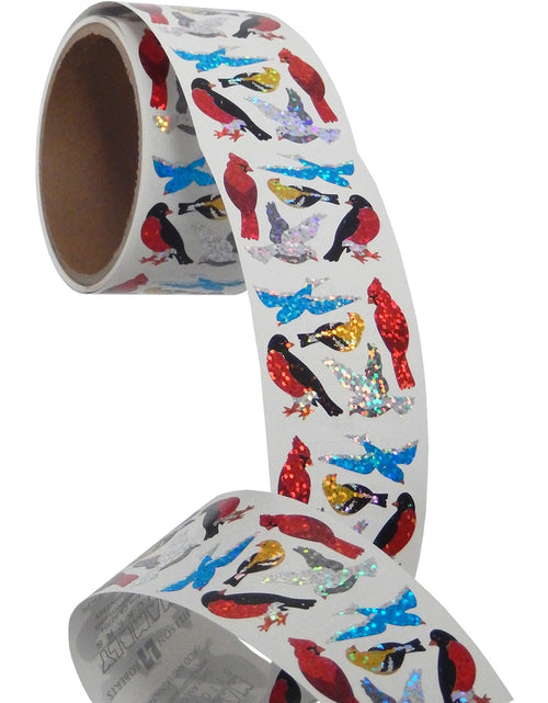 Load image into Gallery viewer, Bulk Roll Prismatic Stickers, Mini Birds (100 Repeats) by Present Paper
