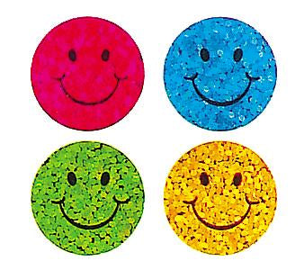 Load image into Gallery viewer, Bulk Roll Prismatic Stickers, Mini Happy Faces (100 Repeats) by Present Paper
