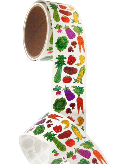Load image into Gallery viewer, Bulk Roll Prismatic Stickers, Mini Vegetables (50 Repeats) by Present Paper
