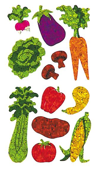 Load image into Gallery viewer, Bulk Roll Prismatic Stickers, Mini Vegetables (50 Repeats) by Present Paper
