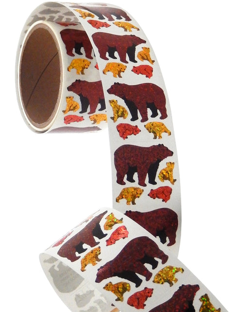Load image into Gallery viewer, Bulk Roll Prismatic Stickers, Bears (100 Repeats) by Present Paper
