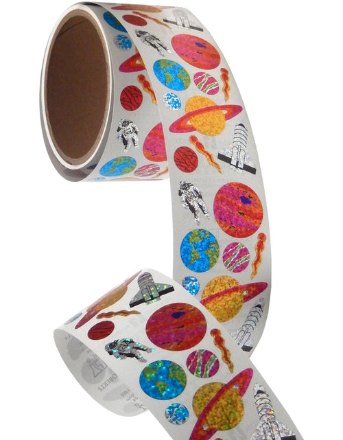 Load image into Gallery viewer, Bulk Roll Prismatic Stickers, Planets (50 Repeats) by Present Paper
