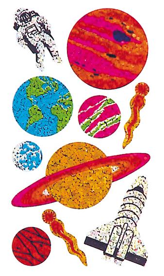 Load image into Gallery viewer, Bulk Roll Prismatic Stickers, Planets (50 Repeats) by Present Paper
