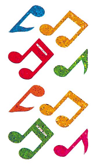 Load image into Gallery viewer, Bulk Roll Prismatic Stickers, Mini Musical Notes / Multicolor (50 Repeats) by Present Paper

